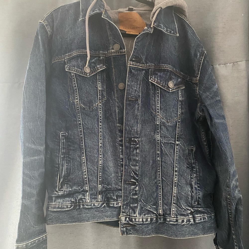 American Eagle jean jacket, size L dark wash